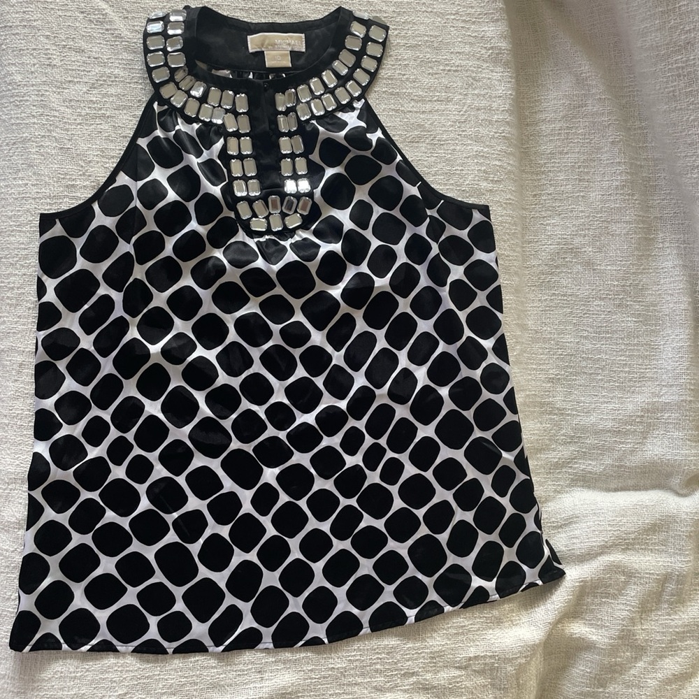 Michael Kors Monochrome Patterned Sleeveless Top - image 2